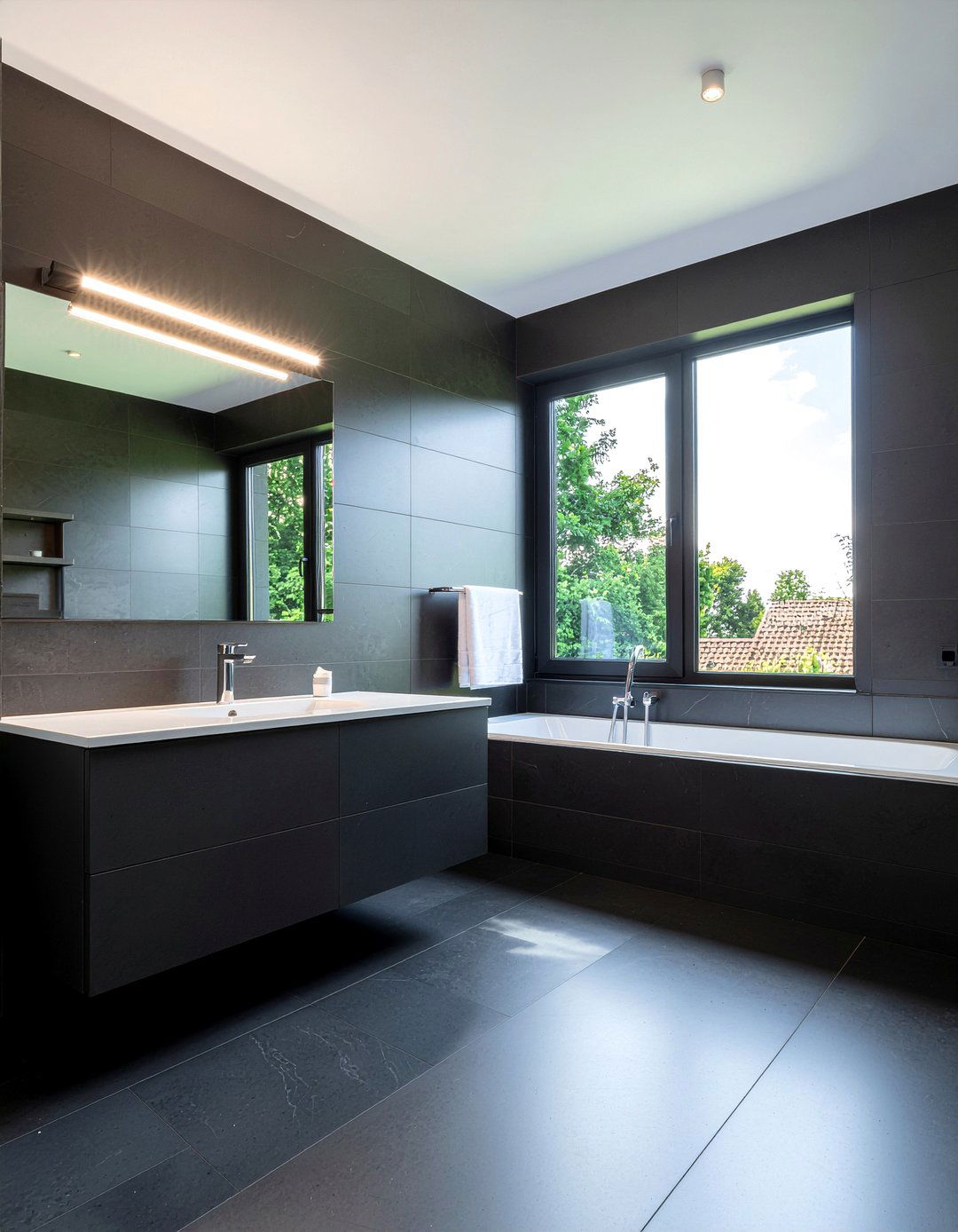 Black porcelain bathroom - 30 all black bathroom ideas