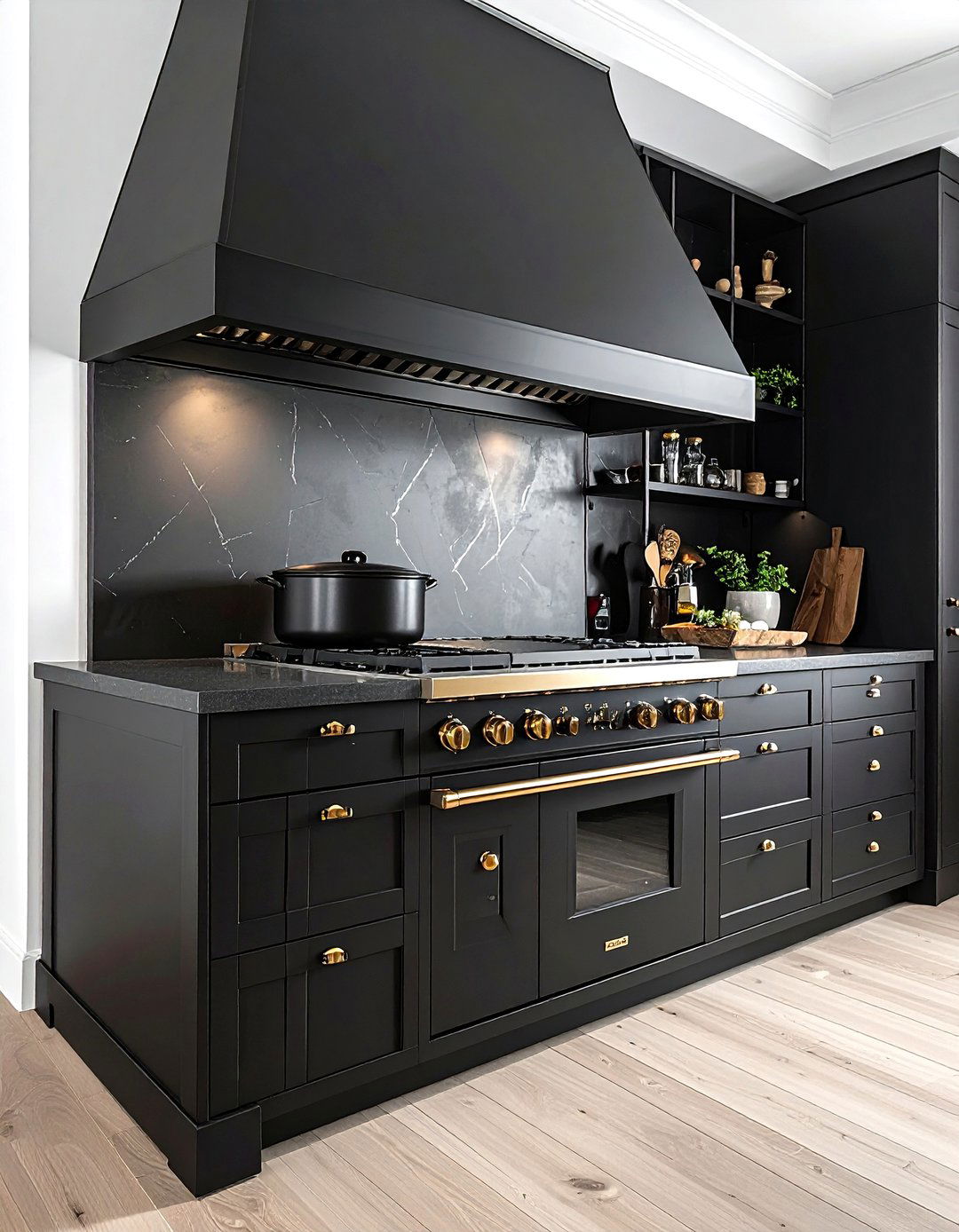 Black range - 30 black kitchen decor ideas