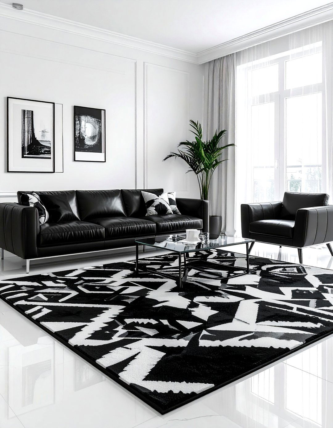 Black rug patterns - 30 black living room decor ideas