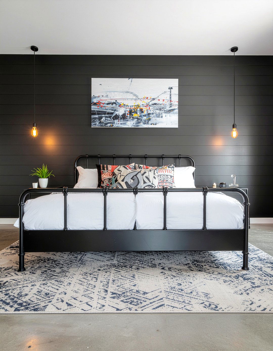 Black shiplap bedroom wall - 30 bedroom shiplap walls