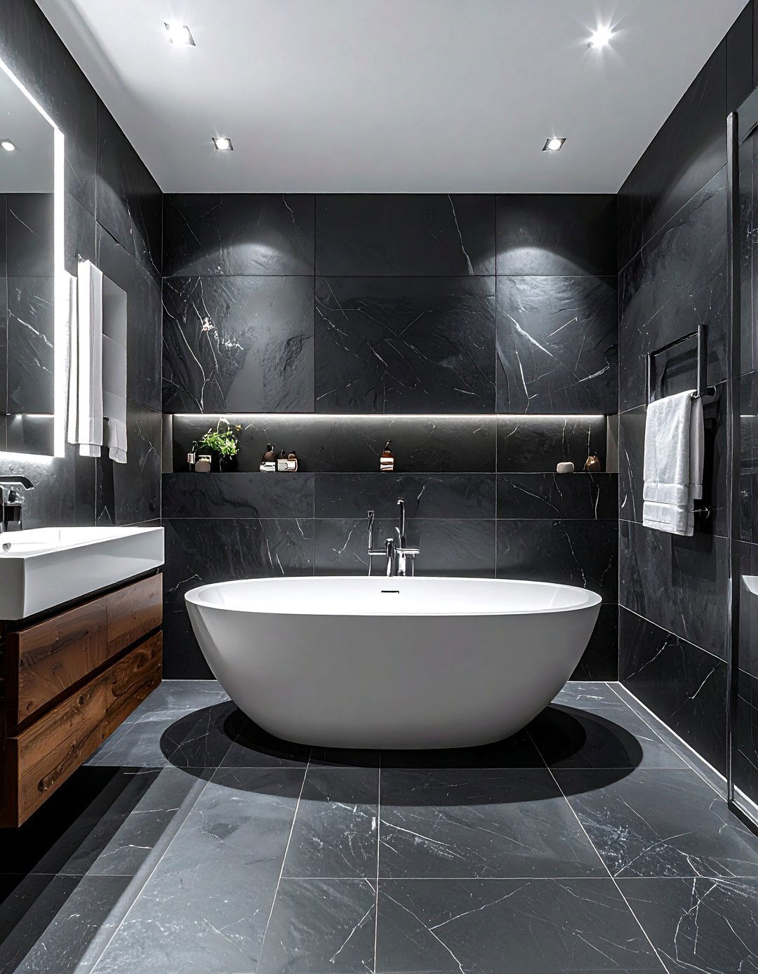 Black slate bathroom - 30 slate bathroom ideas