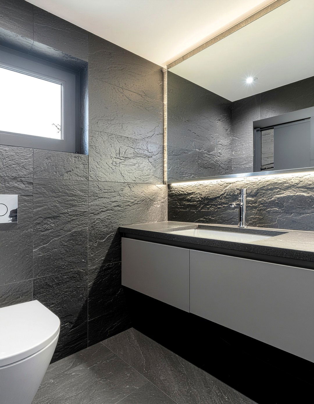 Black slate bathroom - 30 all black bathroom ideas