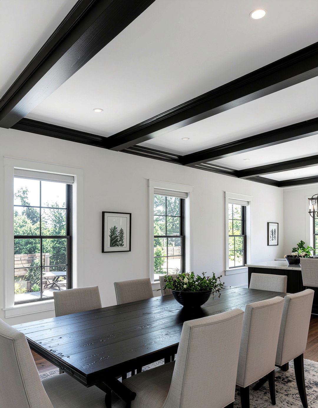 Black slimline ceiling trim - 30 dining room cornice ideas