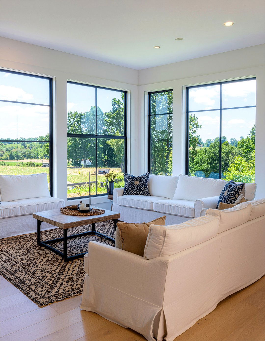 Black steel grid window - 30 living room floor to ceiling windows
