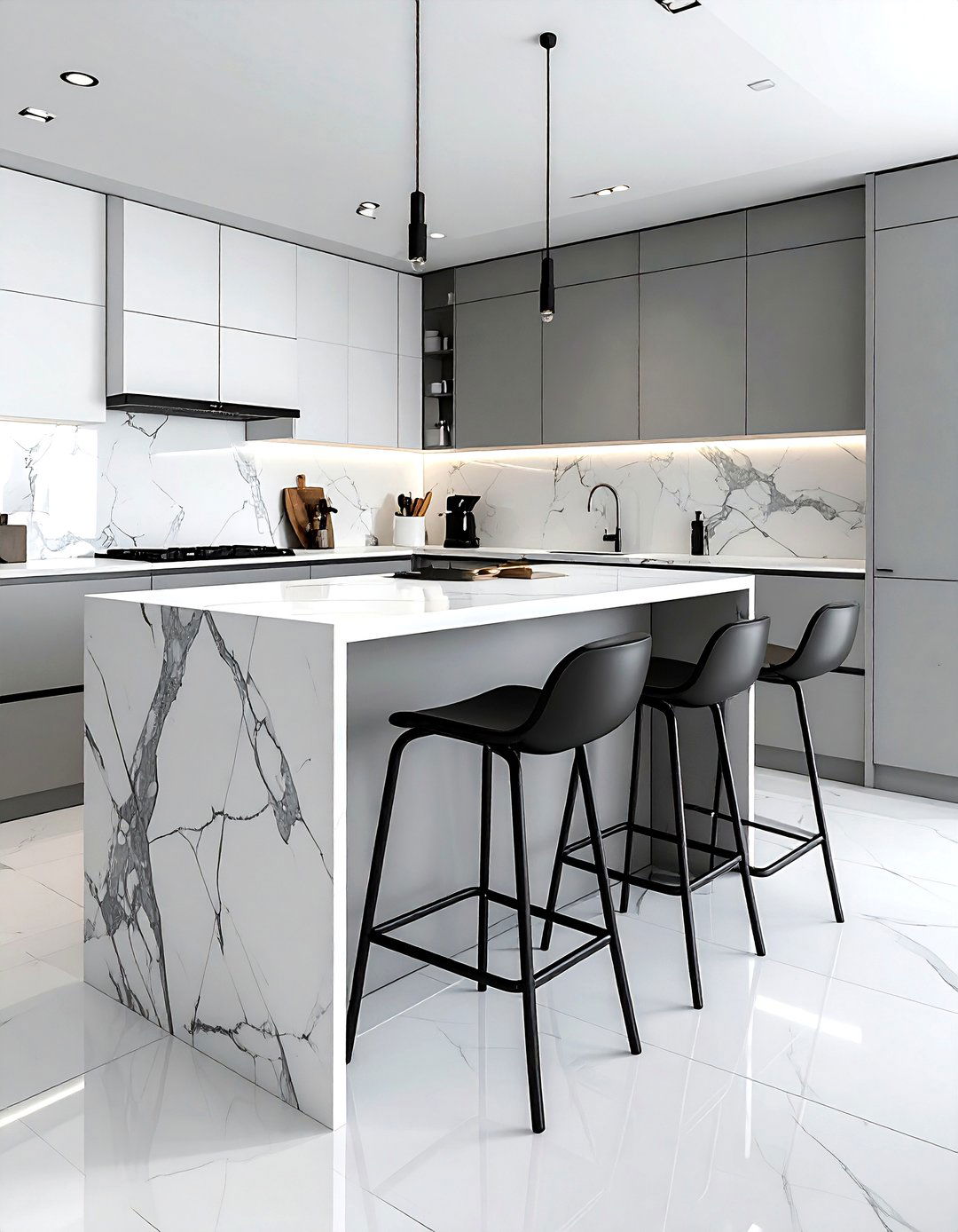 Black stool for kitchen island - 30 black dining room furniture ideas