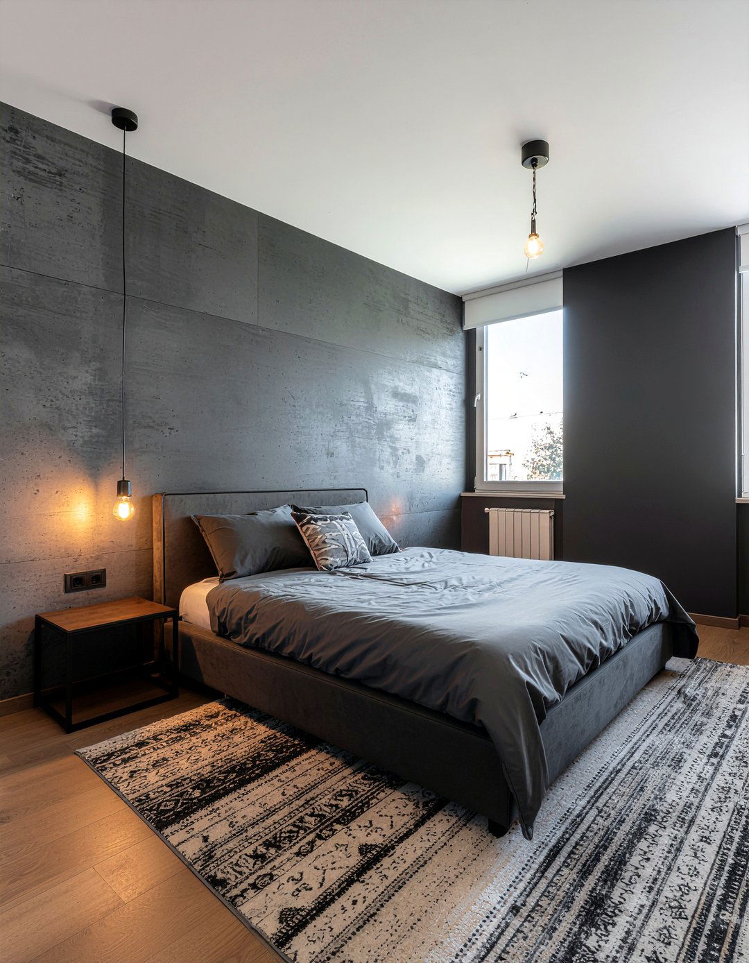 Black suede feature wall - 30 suede bedroom ideas