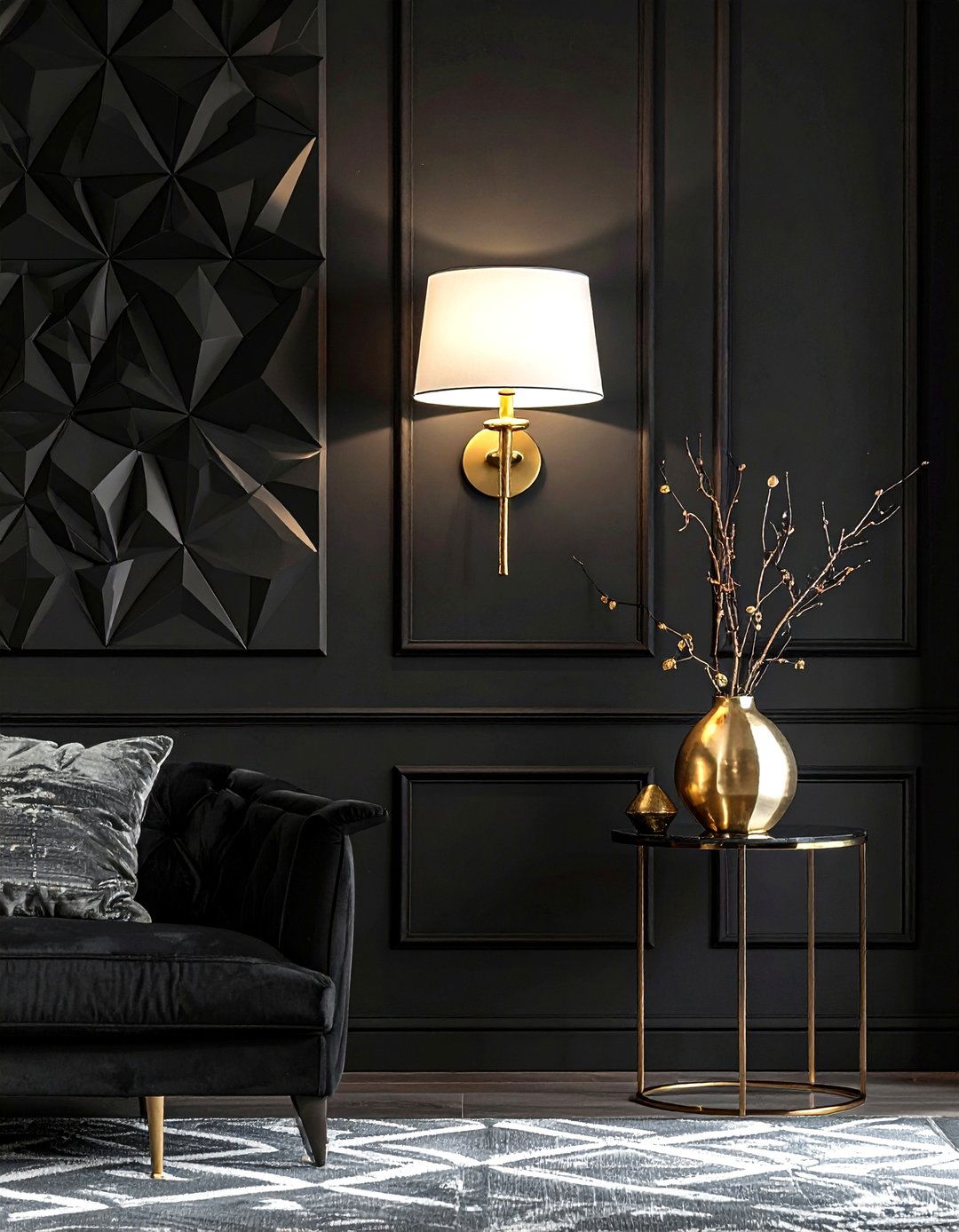 Black textured wallpaper - 30 black decor ideas