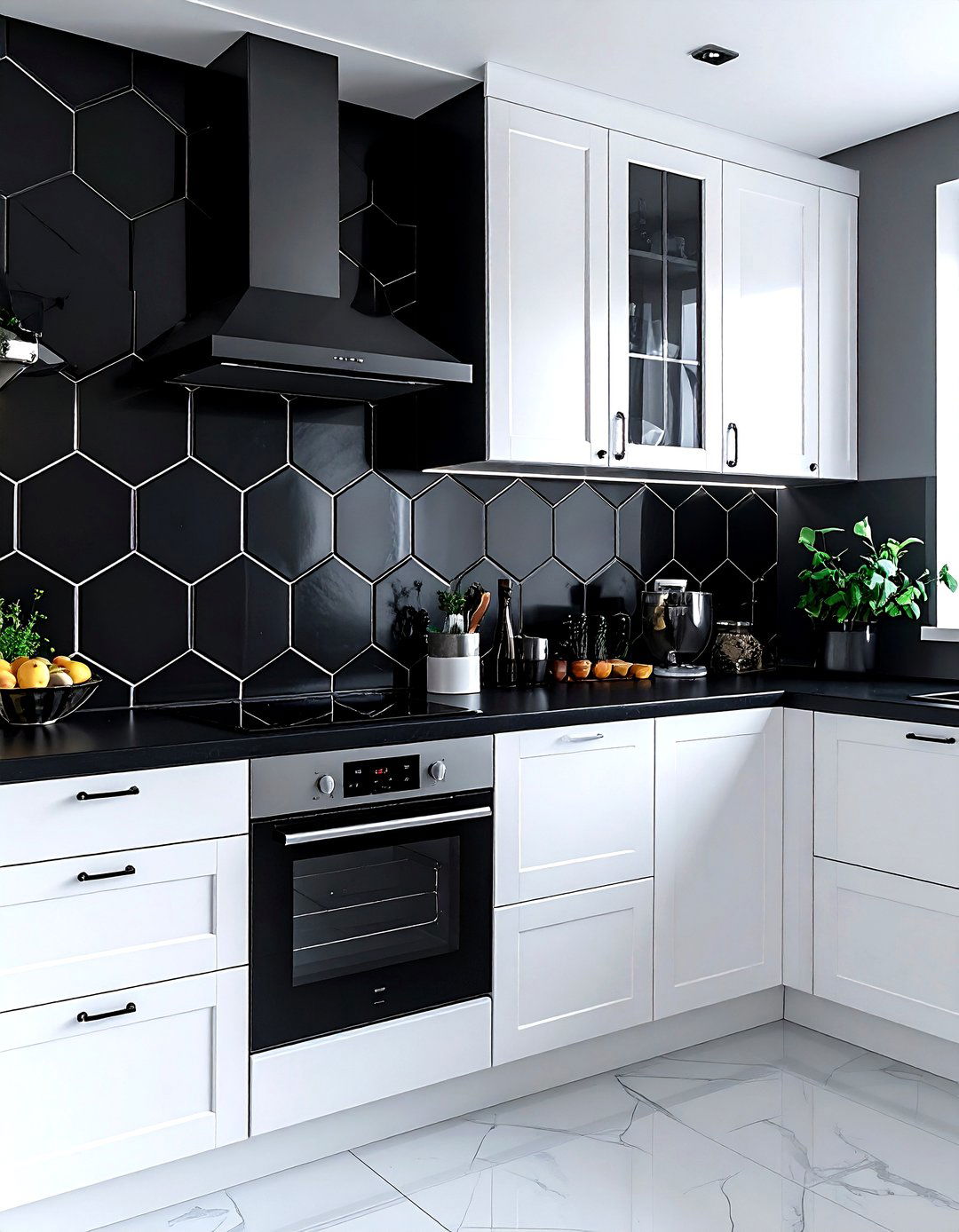 Black tile backsplash - 30 black decor ideas