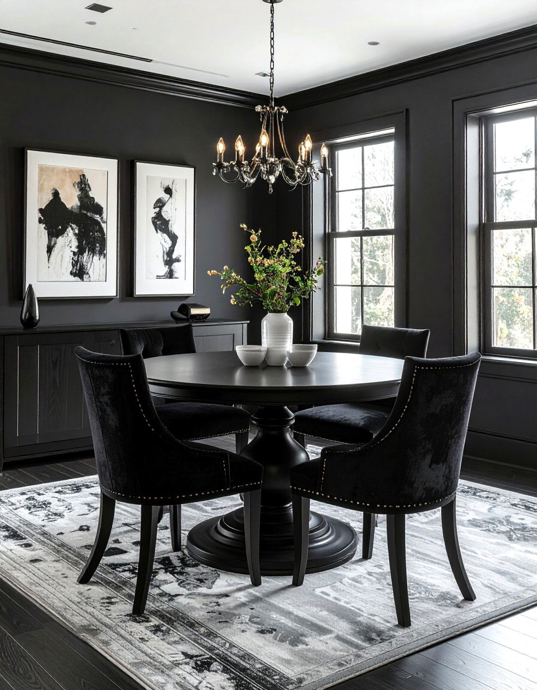 Black transitional dining room - 30 black dining room decor ideas