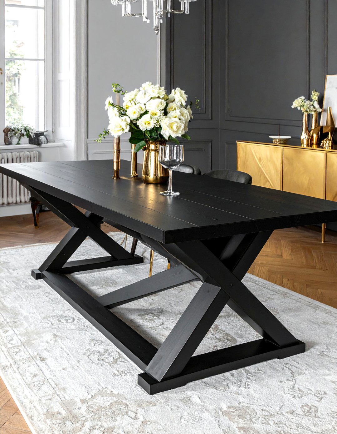 Black trestle dining table - 30 trestle dining table ideas