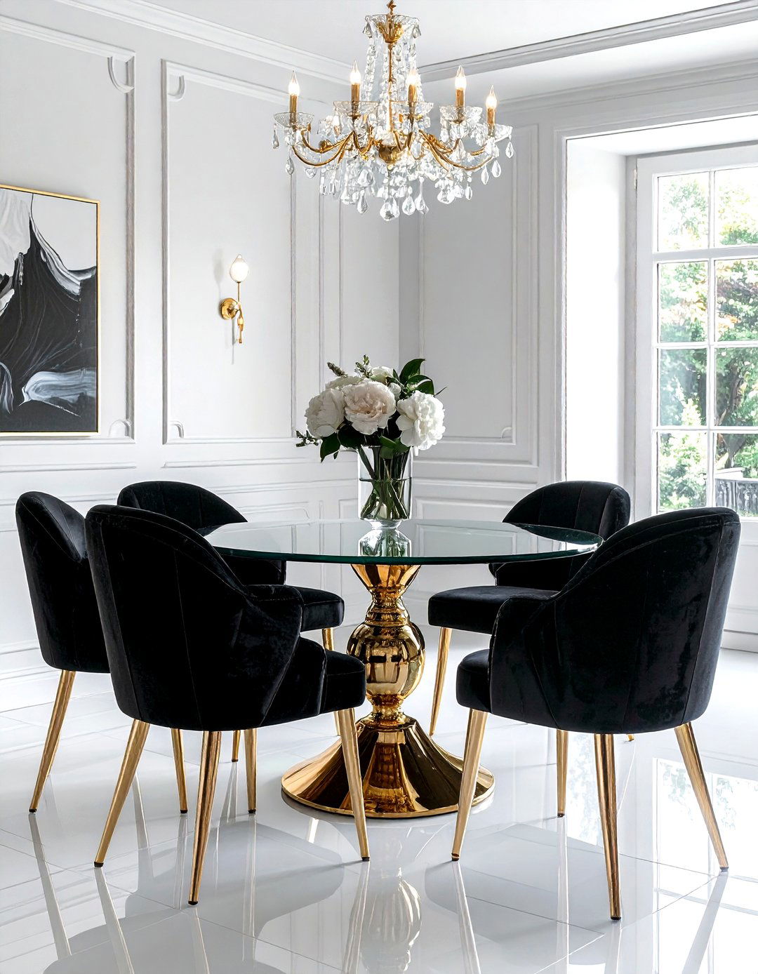 Black velvet dining chair - 30 velvet dining room ideas