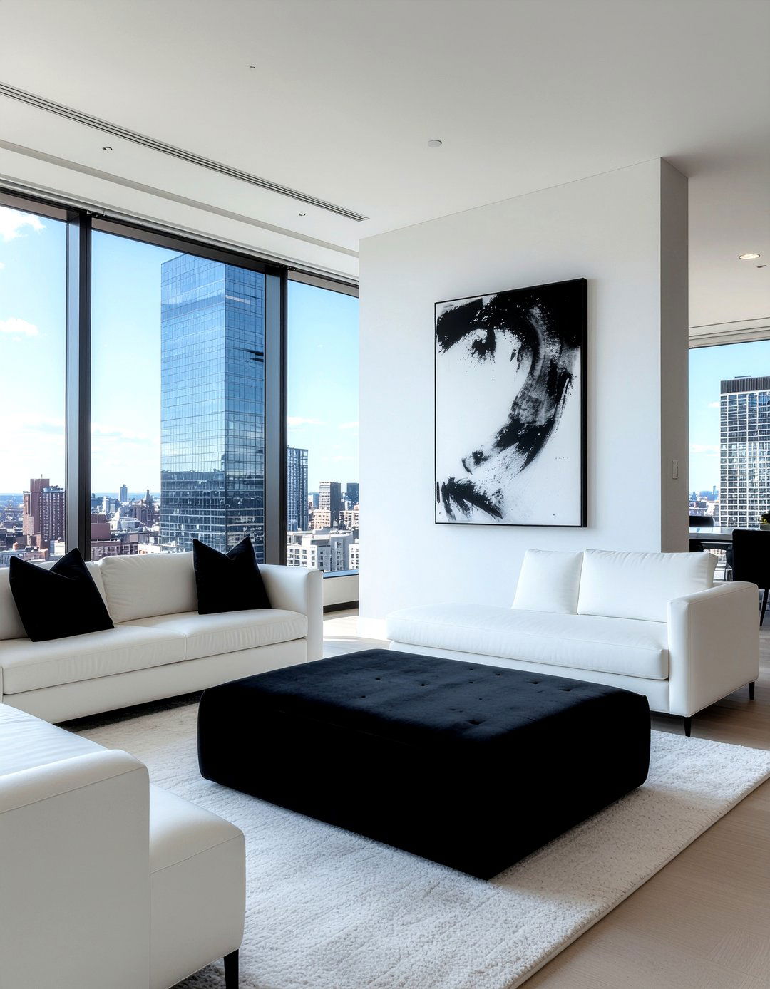 Black velvet ottoman - 30 living room velvet ottoman ideas