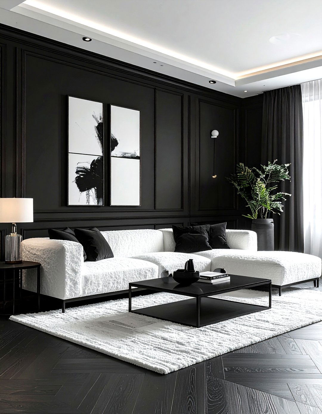 Black wainscoting - 30 living room wainscoting ideas