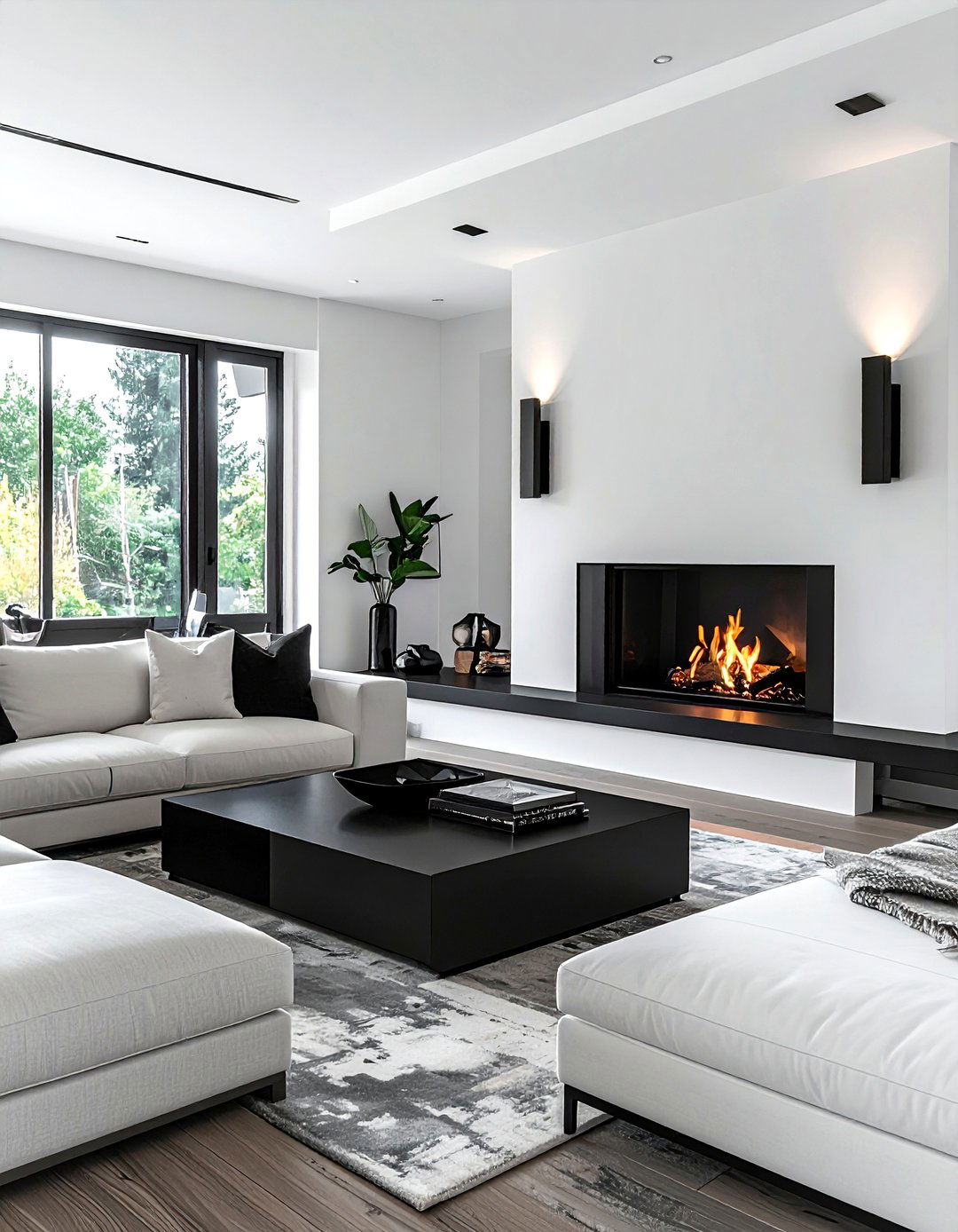 Black wall sconce - 30 black living room accessories ideas