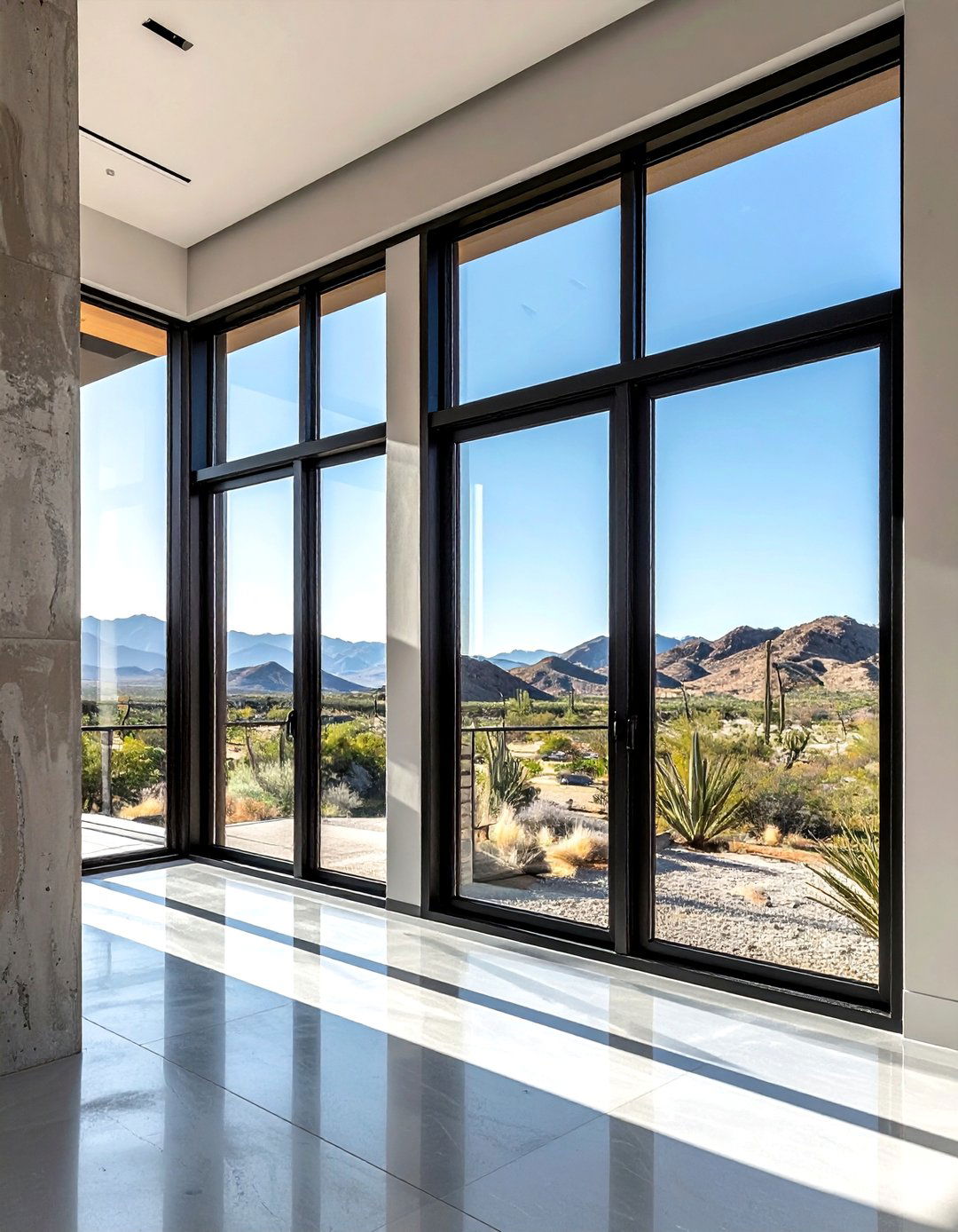 Black window frames - 30 desert modern decor ideas