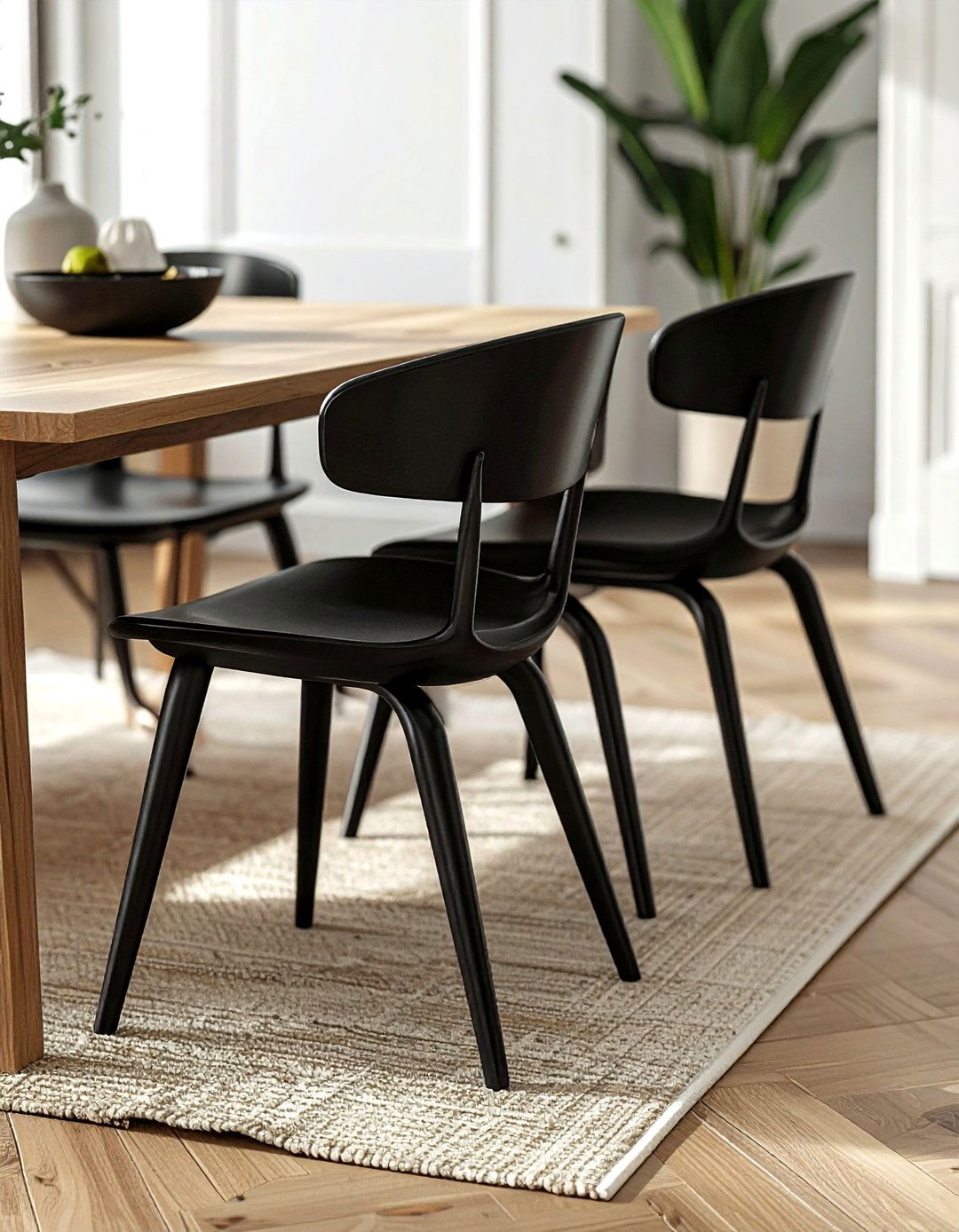 Black wishbone dining chairs - 30 black dining room furniture ideas