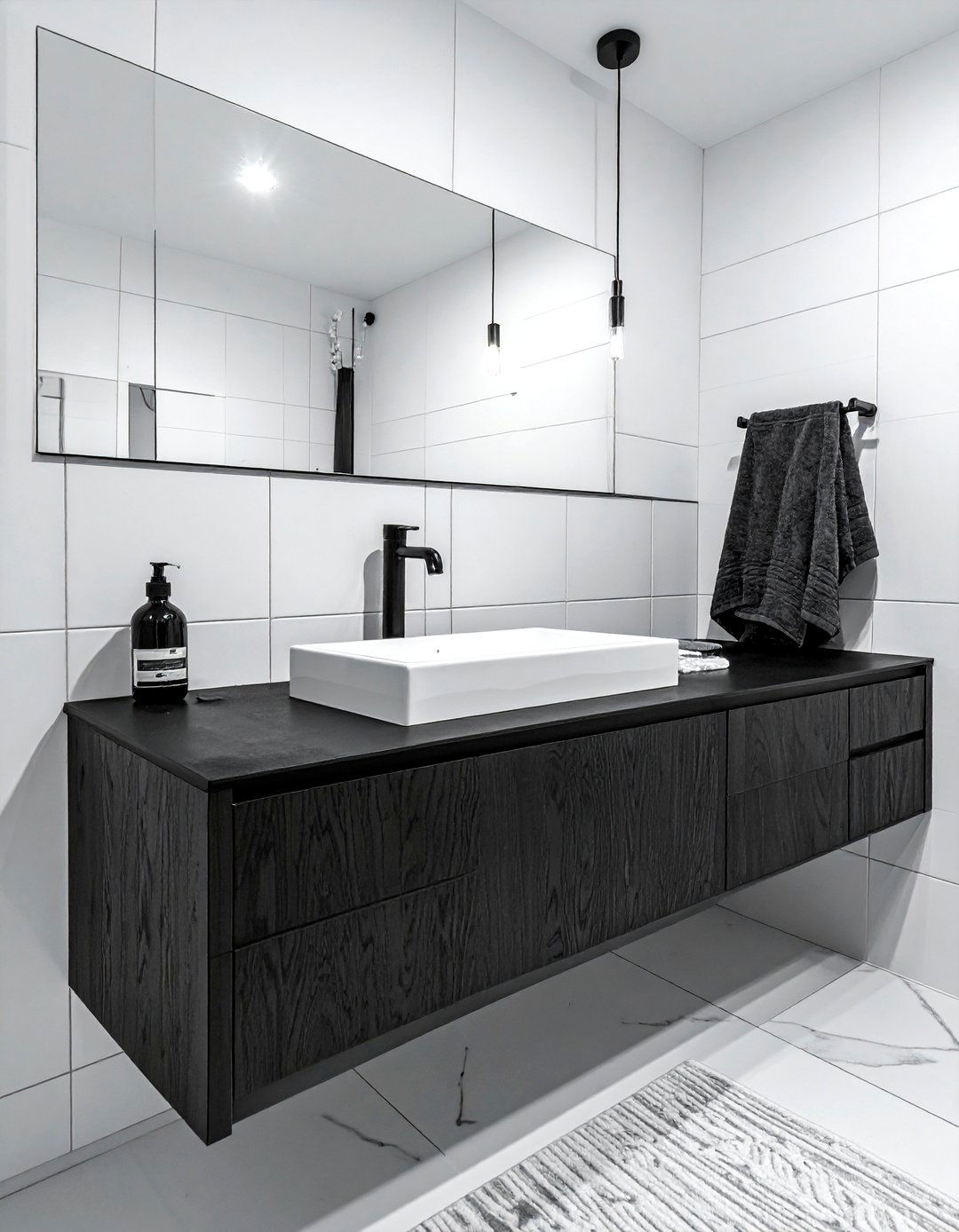 Black wood bathroom counter - 30 butcher block bathroom countertop ideas