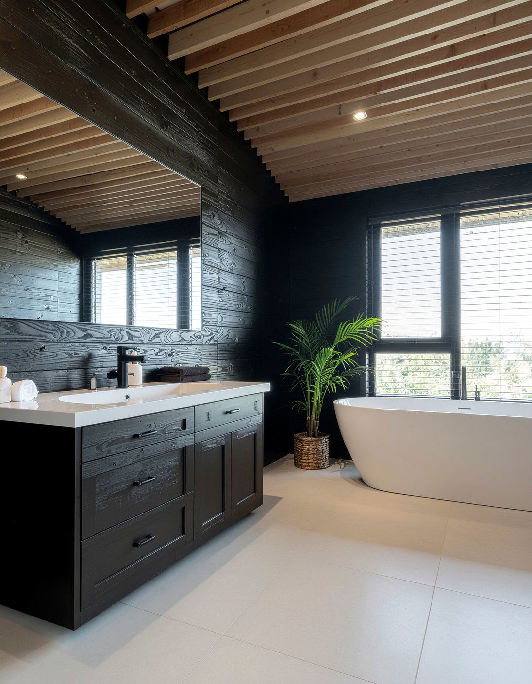 Black wood bathroom - 30 all black bathroom ideas