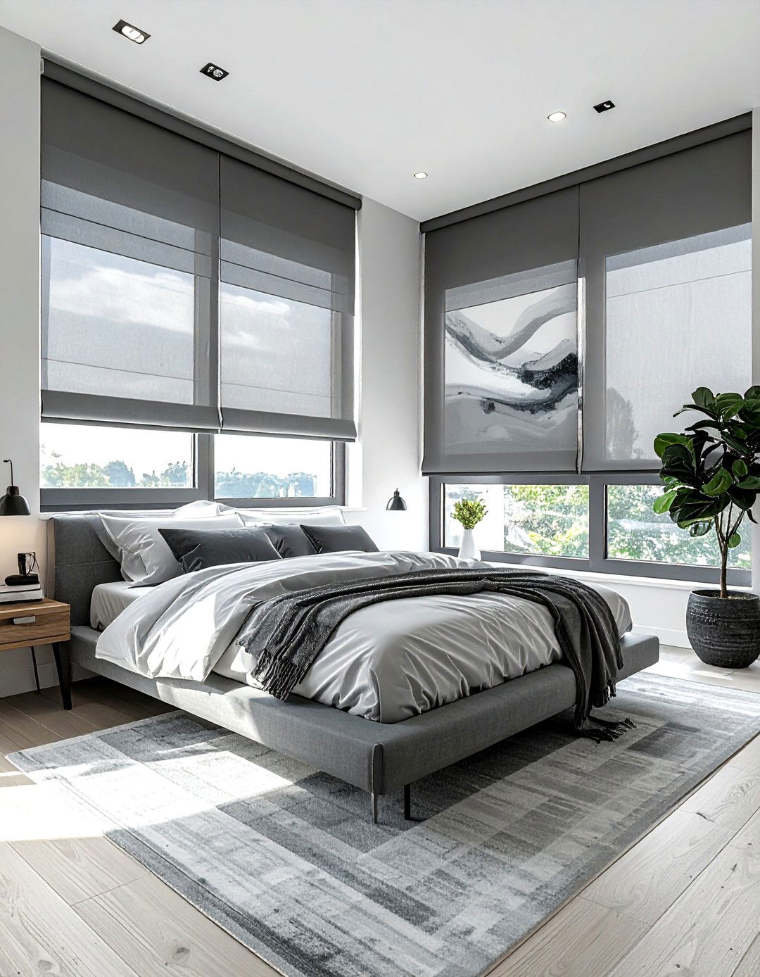 Blackout Roller Shades - 30 bedroom window treatment ideas