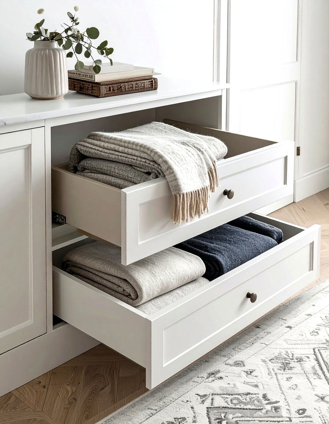 Blanket Drawer Storage Bin - 30 living room drawer organization ideas