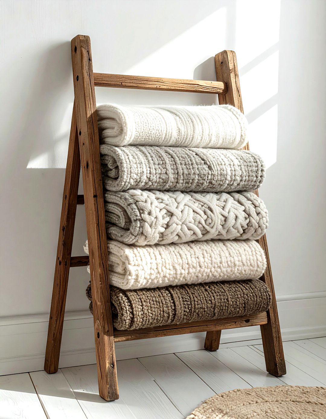 Blanket Ladder - 30 living room organization ideas