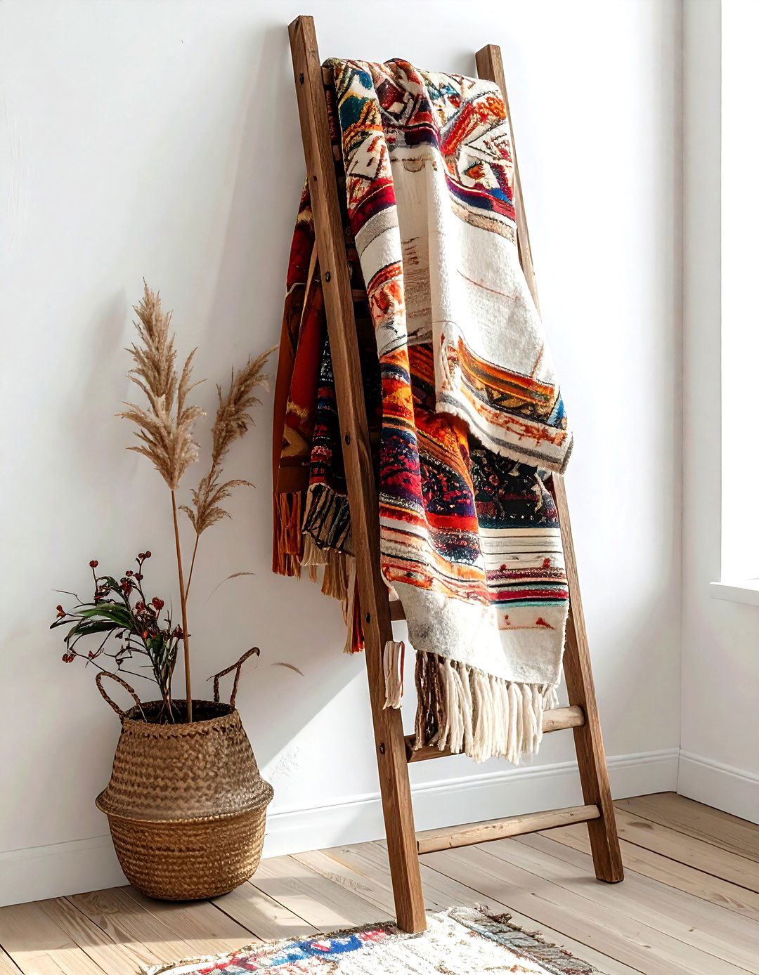 Blanket ladder - 30 living room clever storage ideas