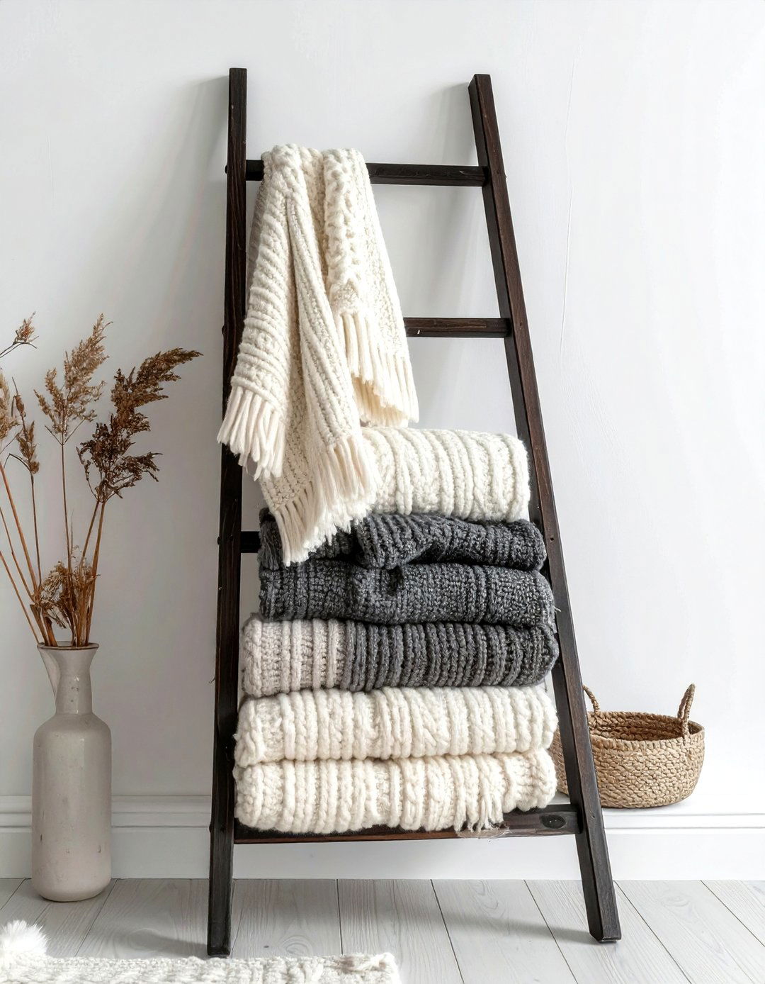 Blanket ladder rack - 30 bedroom organization hacks