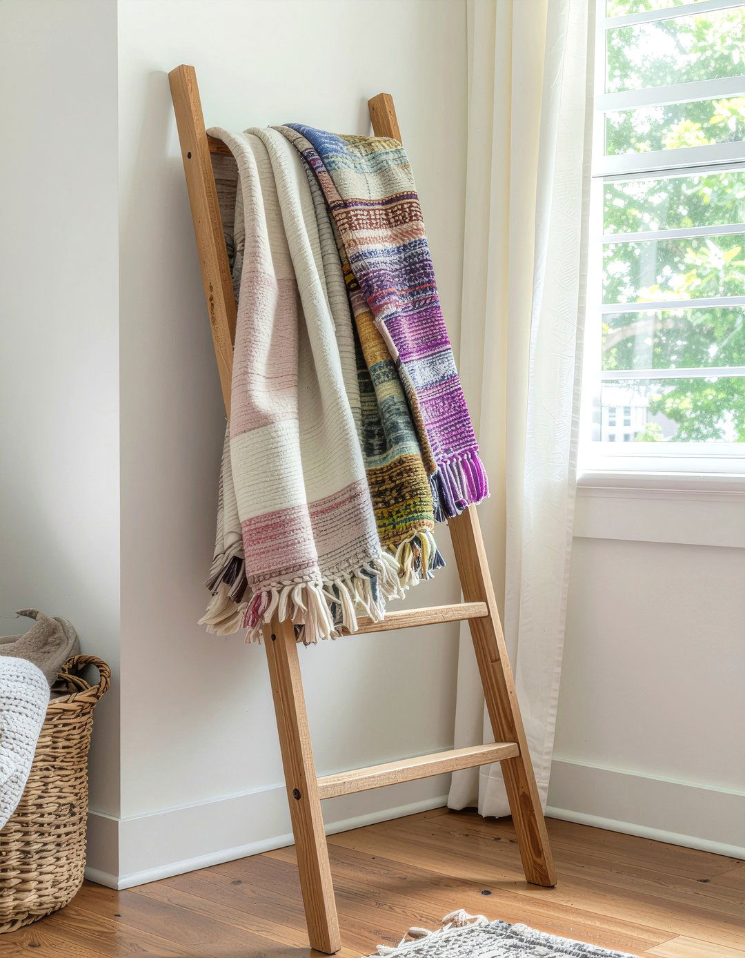 Blanket ladder rack - 30 bedroom storage tips