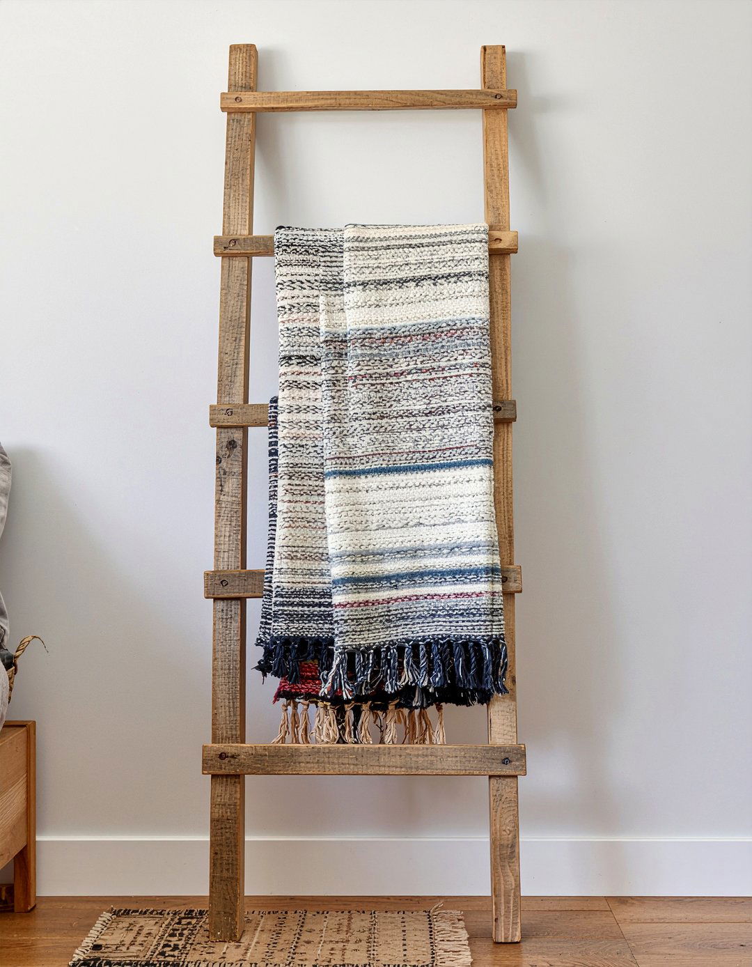 Blanket ladder storage - 30 renter bedroom ideas
