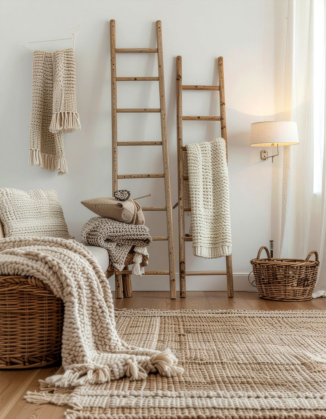 Blanket ladders - 30 removable living room ideas