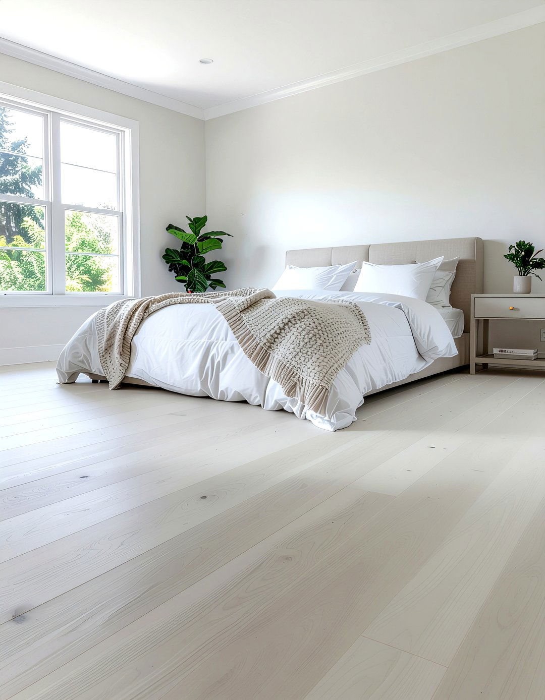 Bleached pine vinyl planks - 30 bedroom vinyl flooring ideas