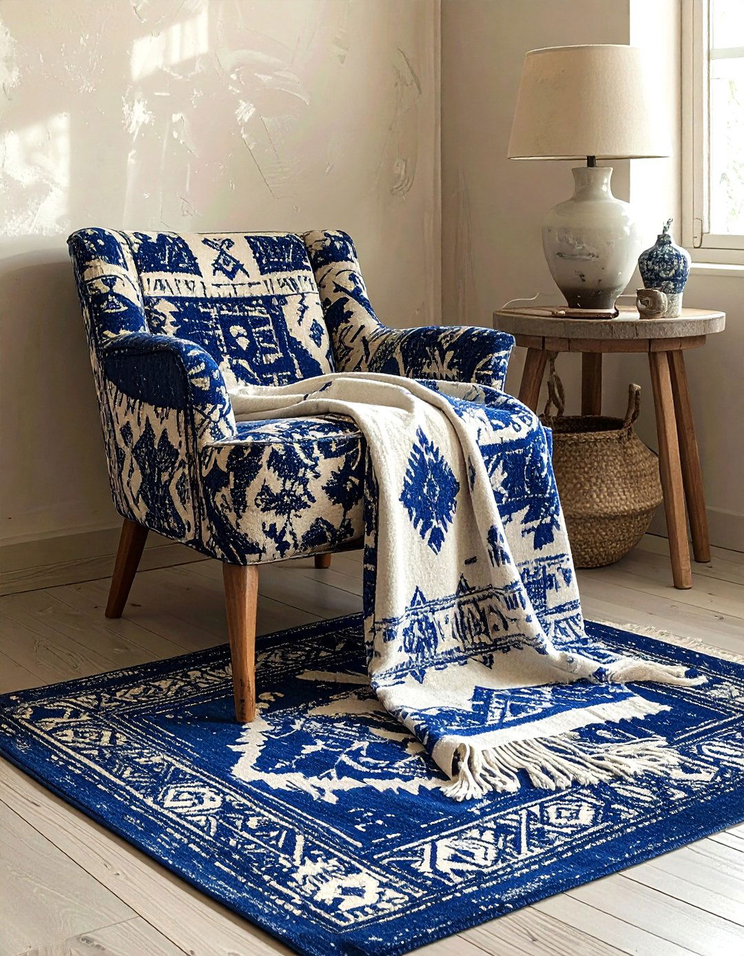 Block print and ikat throw - 30 pattern mixing decor ideas