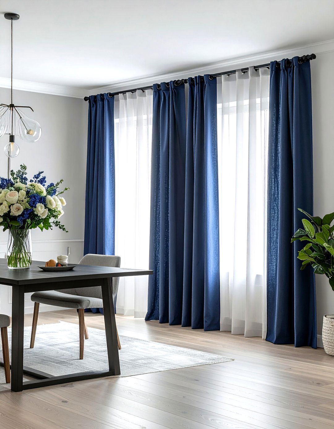 Block print and pinstripe curtains - 30 pattern mixing decor ideas