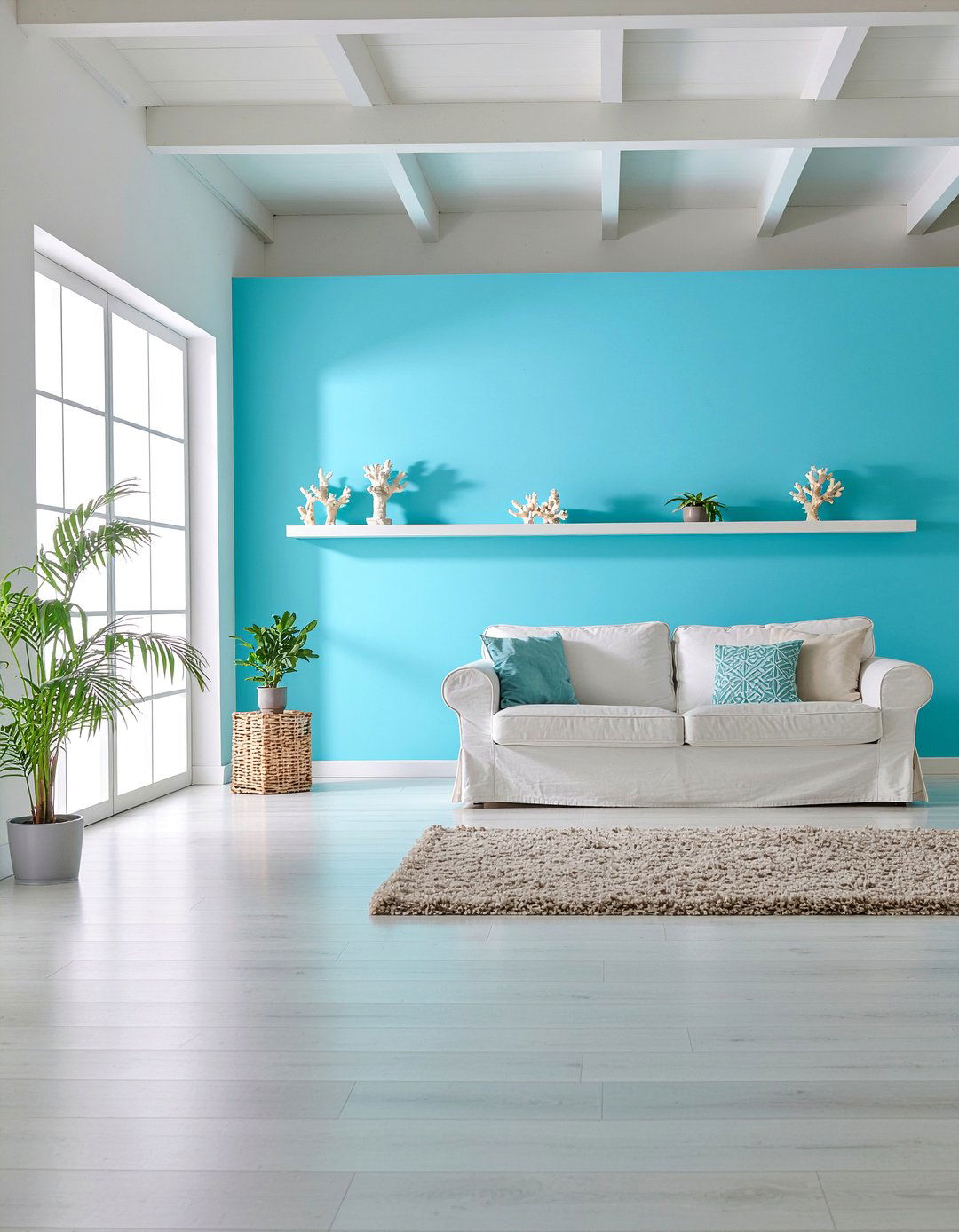 Blue Accent Wall - 30 Caribbean living room ideas