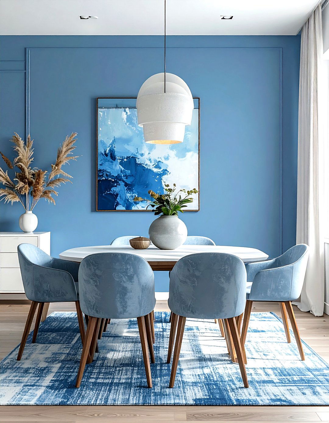 Blue Accent Wall Dining Room - 30 light blue dining room ideas