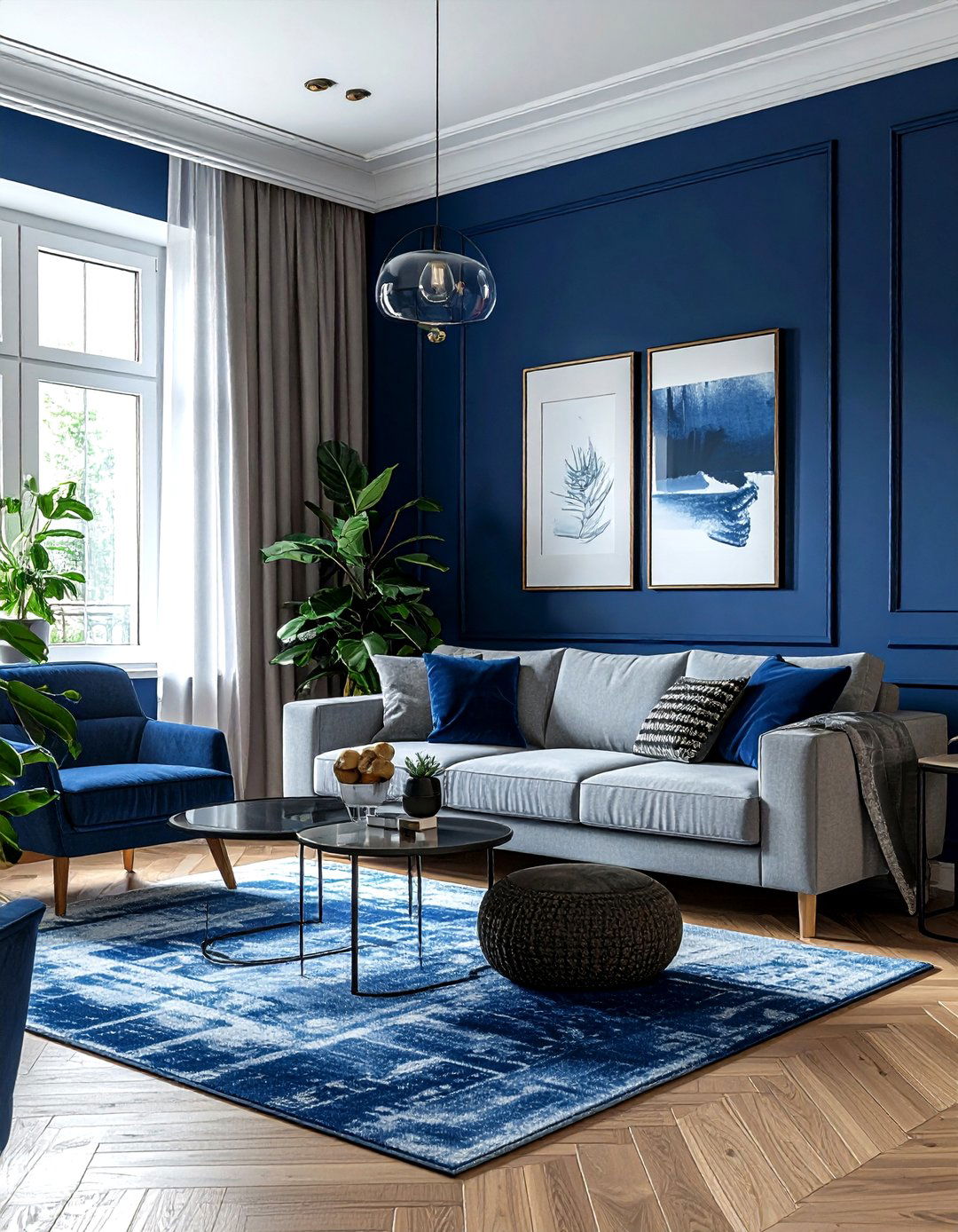 Blue Accent Wall Living Room - 30 blue living room decor ideas