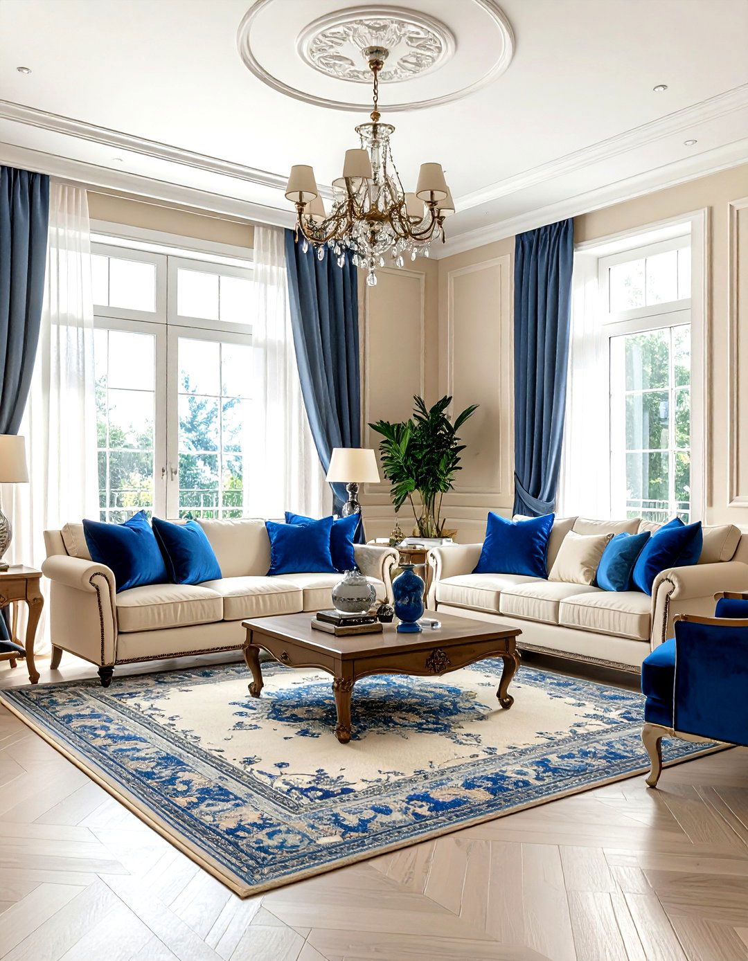 Blue And Cream Living Room - 30 traditional blue living room ideas