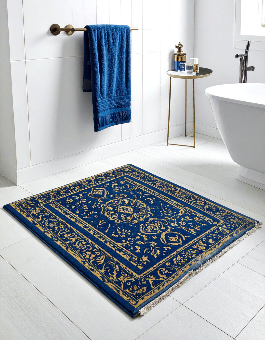 Blue And Gold Bathroom Rug - 30 blue and gold bathroom ideas
