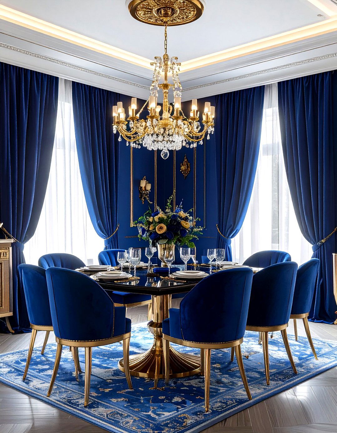 Blue And Gold Dining Room - 30 blue dining room decor ideas