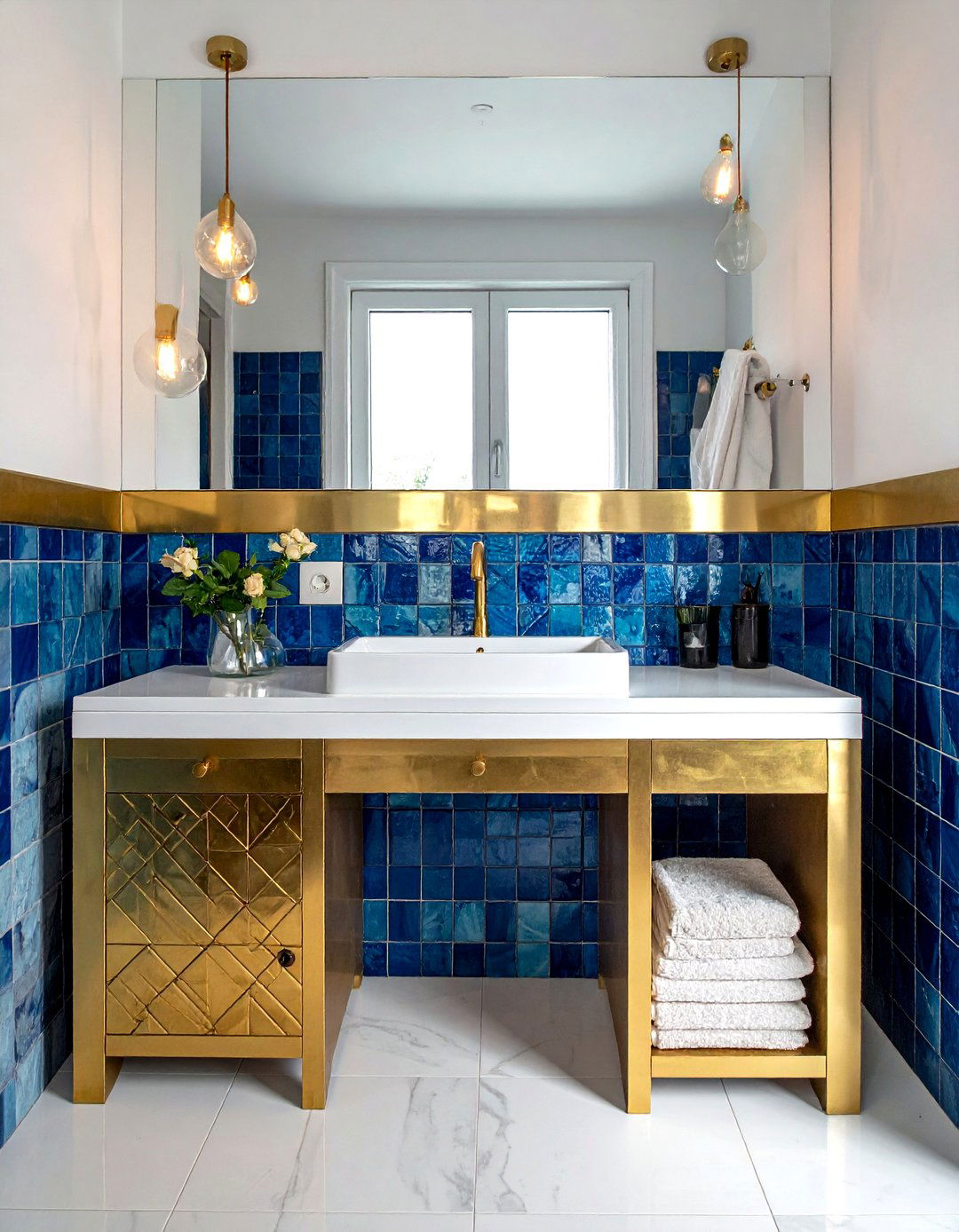 Blue And Gold Mosaic Tile - 30 blue and gold bathroom ideas