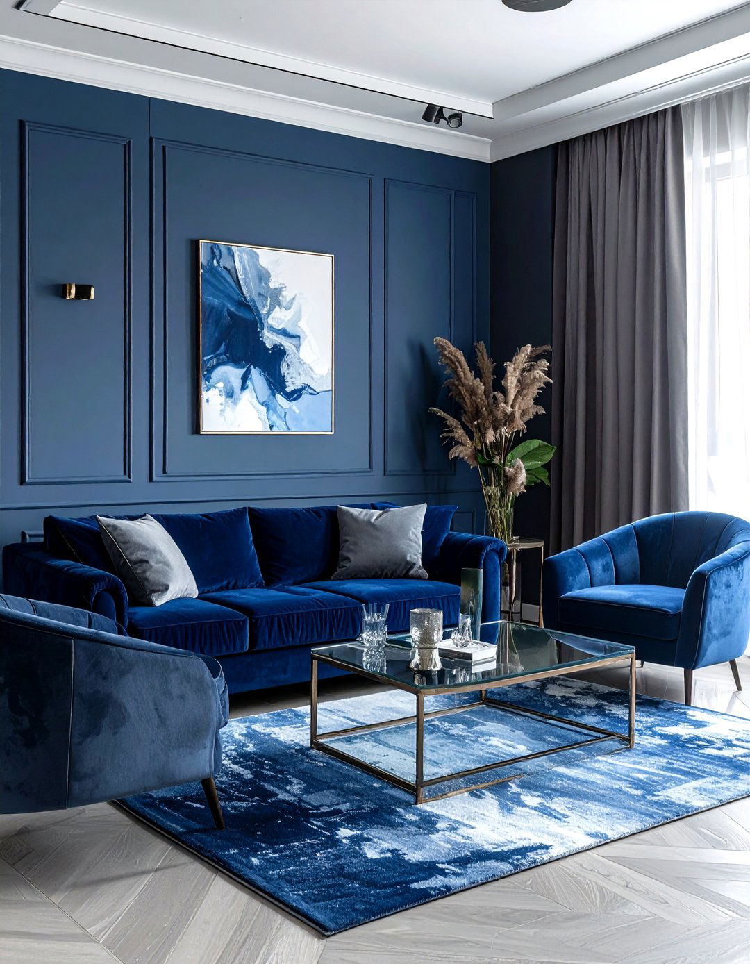 Blue And Gray Living Room Velvet Furniture - 30 blue and gray living room ideas