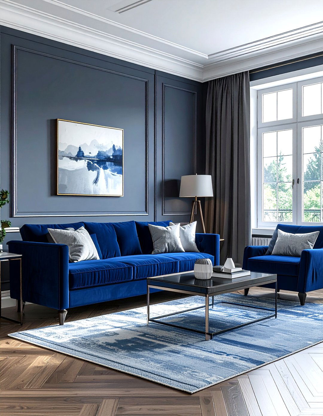 Blue And Gray Living Room White Trim - 30 blue and gray living room ideas