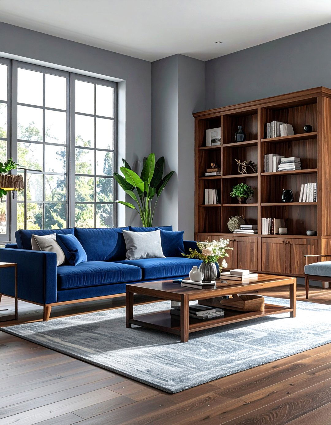 Blue And Gray Living Room Wood Furniture - 30 blue and gray living room ideas