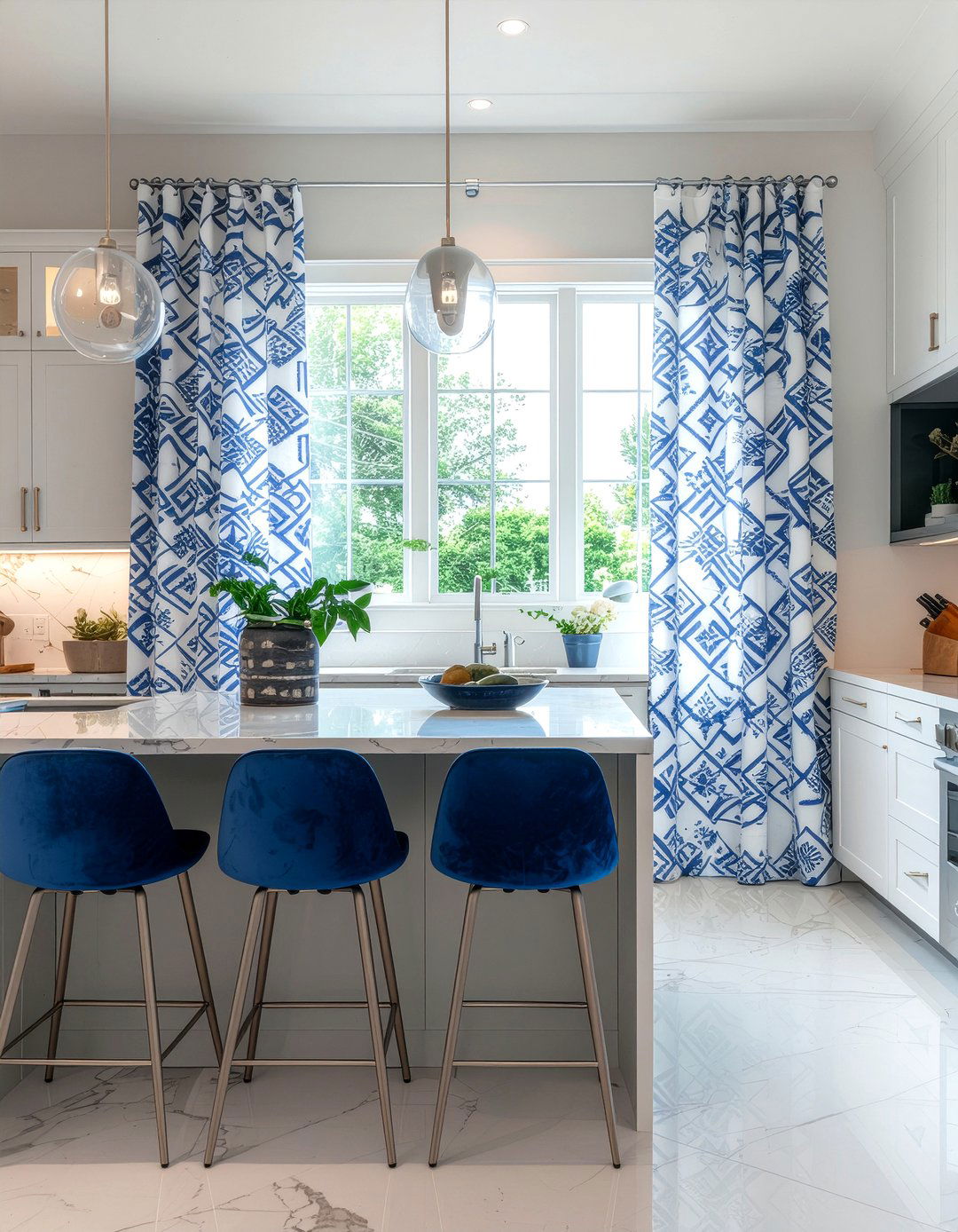 Blue And White Cafe Curtain - 30 kitchen cafe curtain ideas