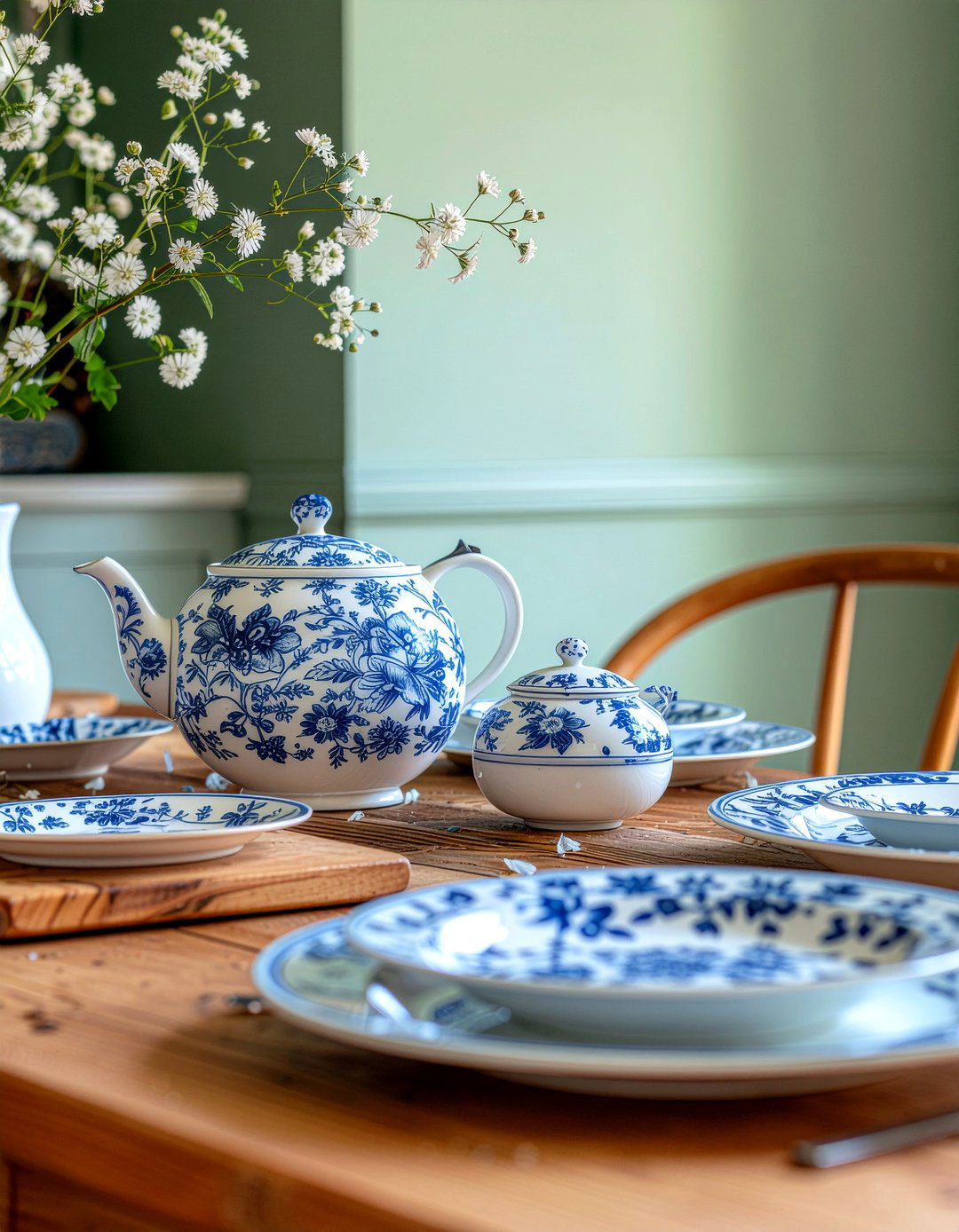 Blue And White China Display - 30 English dining room ideas
