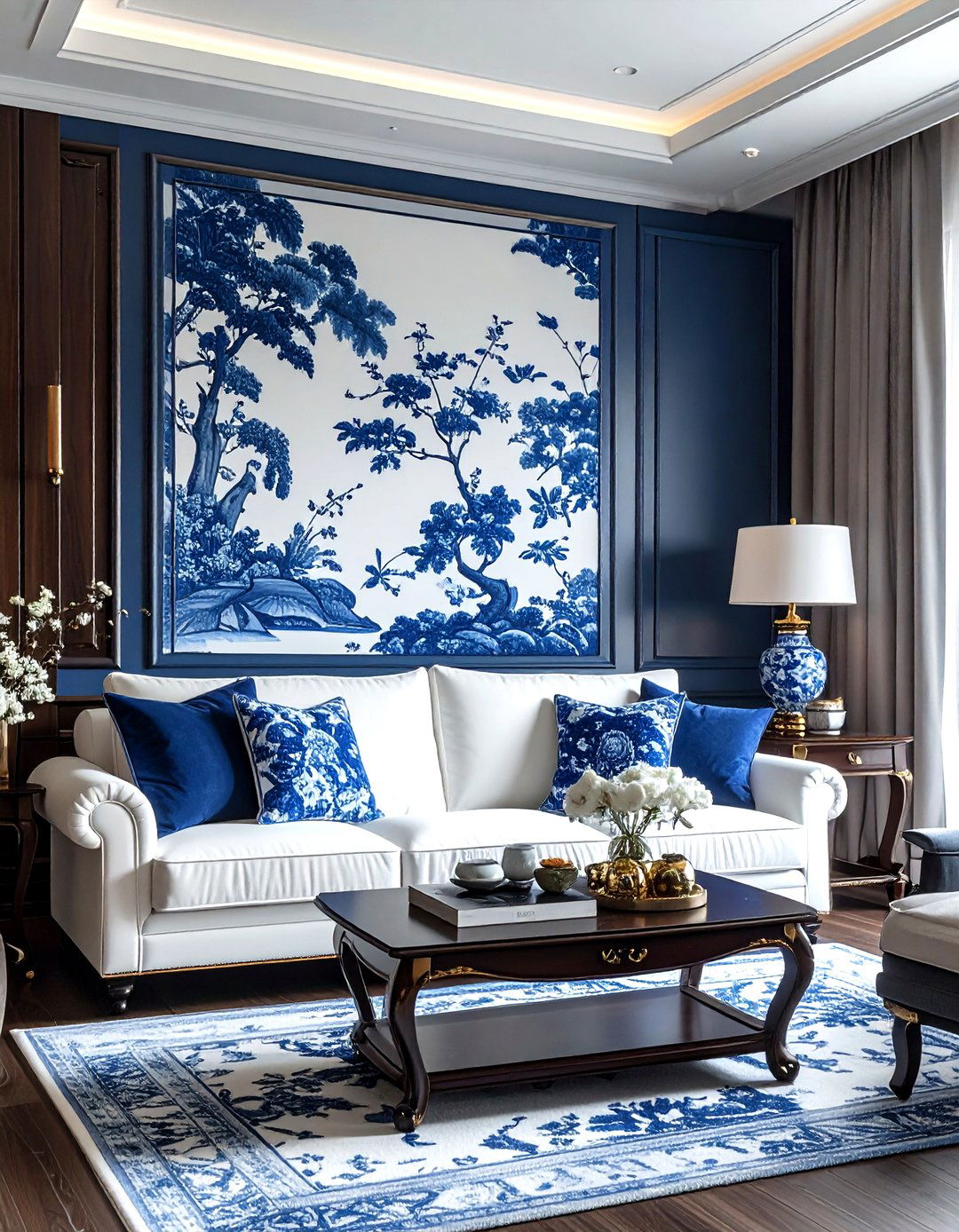 Blue And White Chinoiserie - 30 traditional blue living room ideas