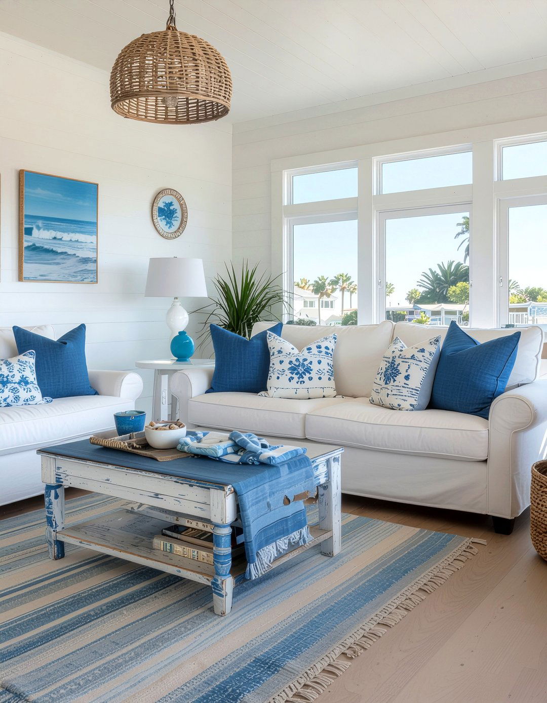 Blue And White Coastal Decor - 30 Hawaiian living room ideas