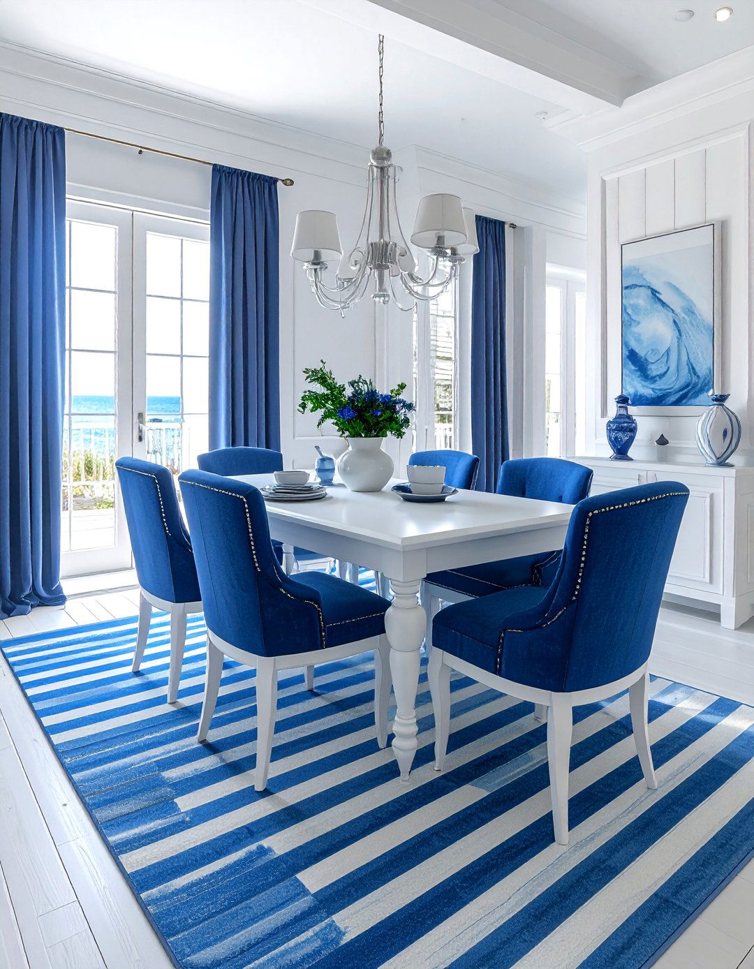Blue And White Coastal Dining Room - 30 coastal dining room ideas
