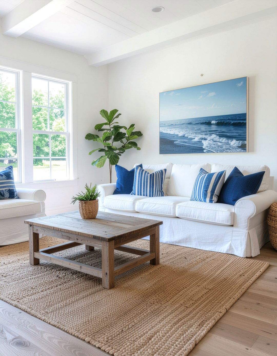 Blue And White Decor - 30 lake house living room ideas