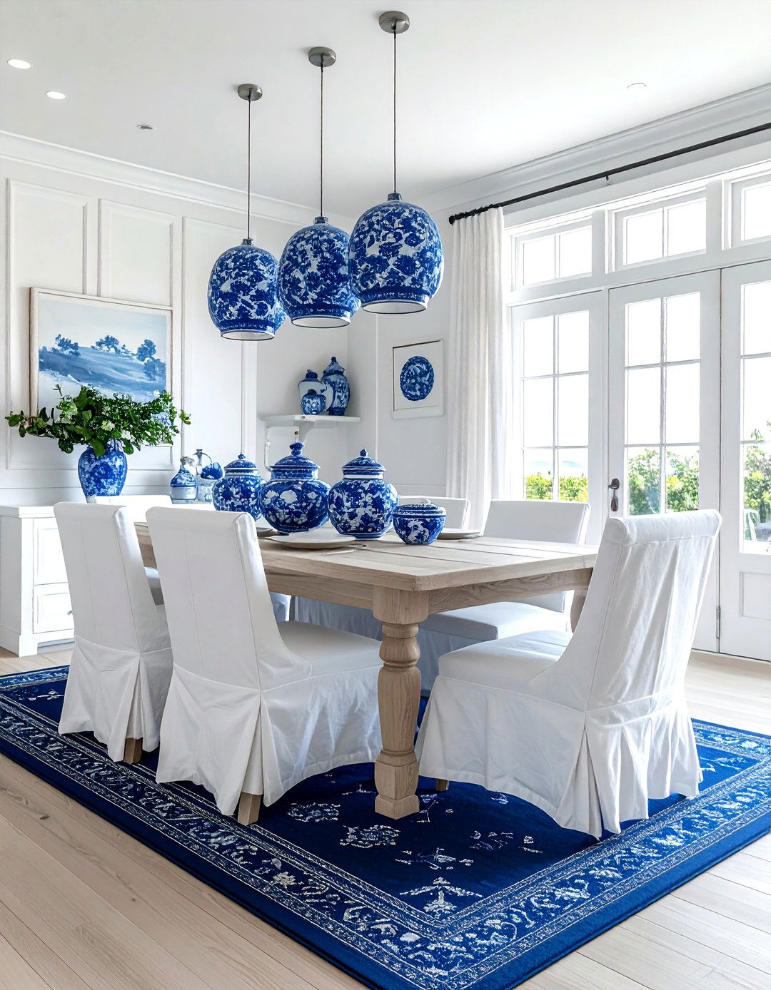 Blue And White Dining Room - 30 seaside dining room ideas